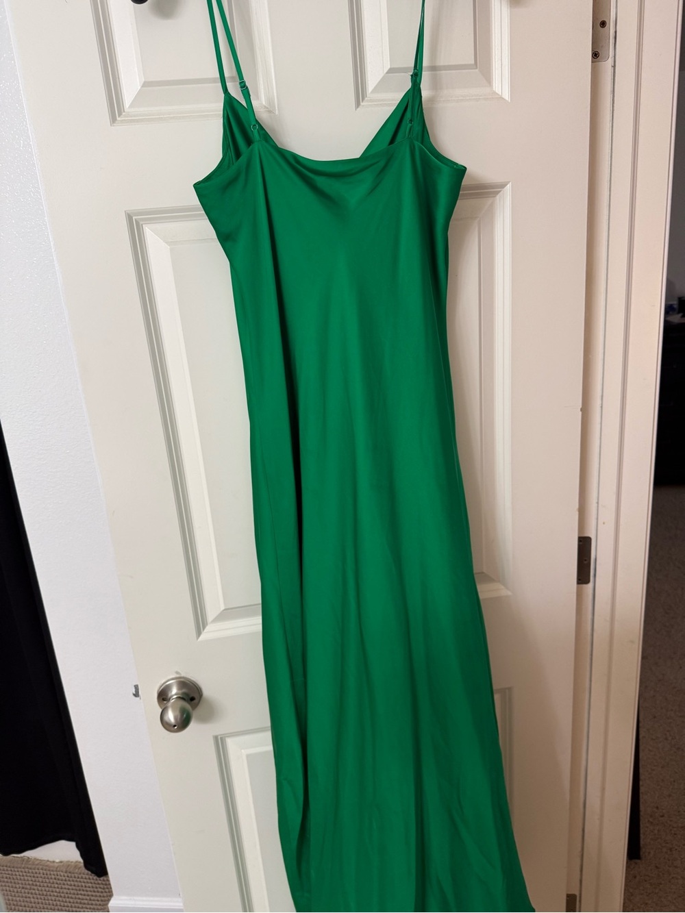 Express Emerald Green Maxi Slip Dress with Spaghetti Straps